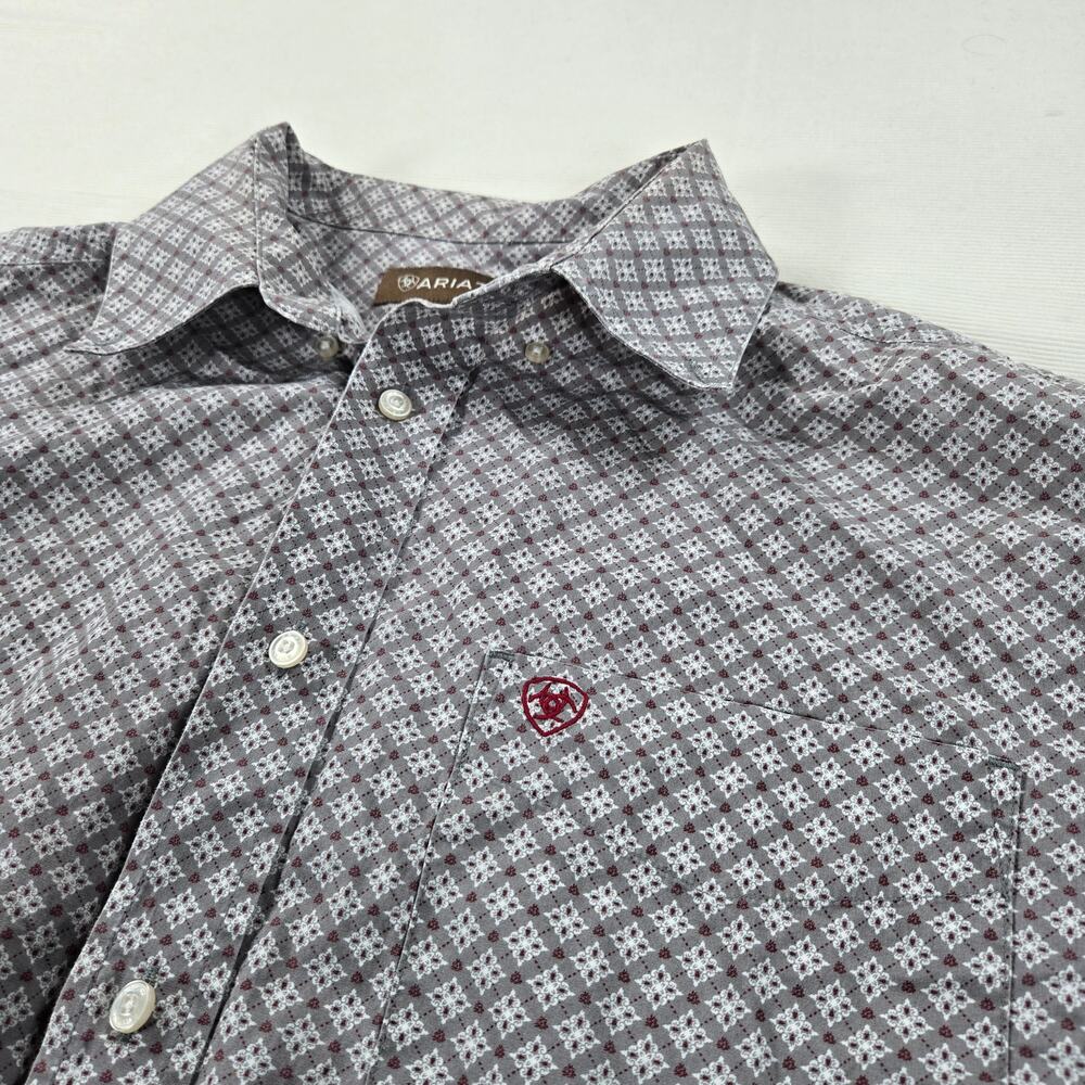 Ariat Long Sleeve Gray Geometric Printed Western Button Up‎ Shirt Size XL